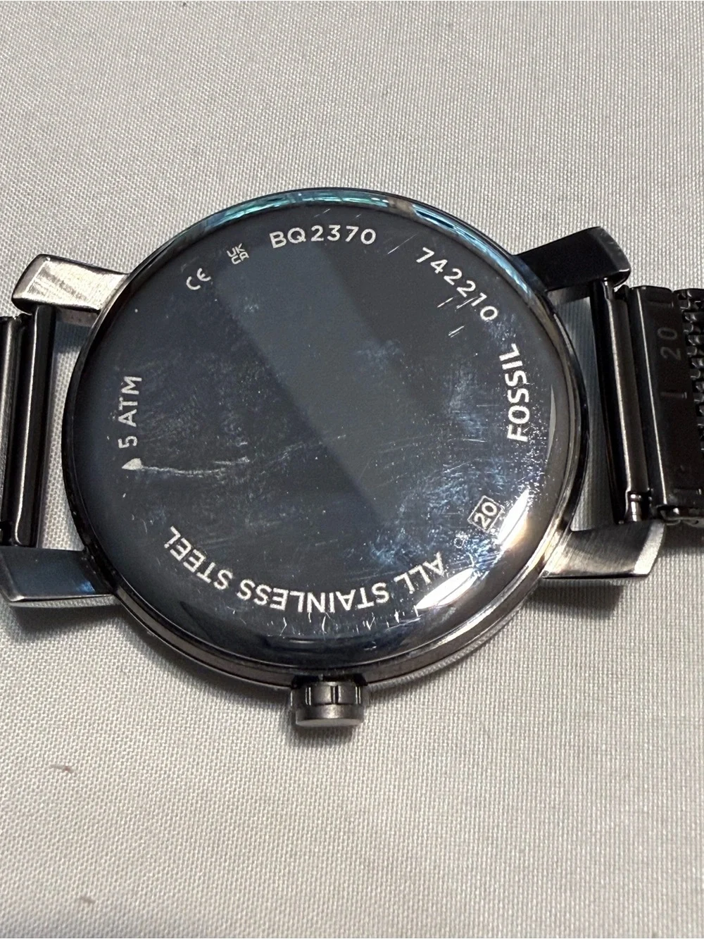 Men’s Fossil Black Mesh Band Watch with Minimal Dial
